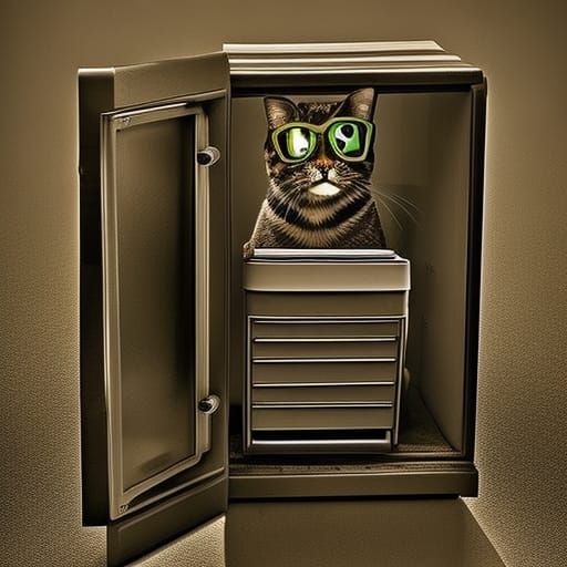 Cat tries to break safe full of coffee. He tries very hard. ...