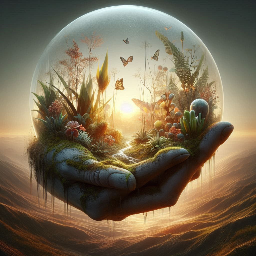 double exposure beautiful fantasy DALL-E 3 portrait landscape..