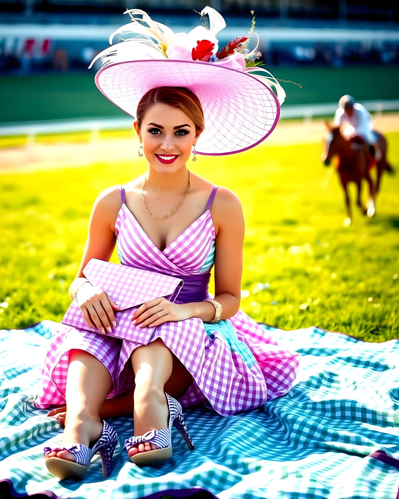 Gingham Galore Garnished Derby Hat