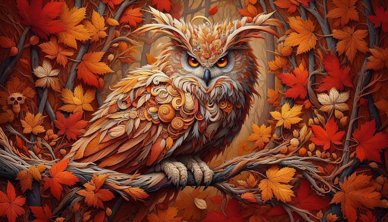 The Autumn Leaves Owl