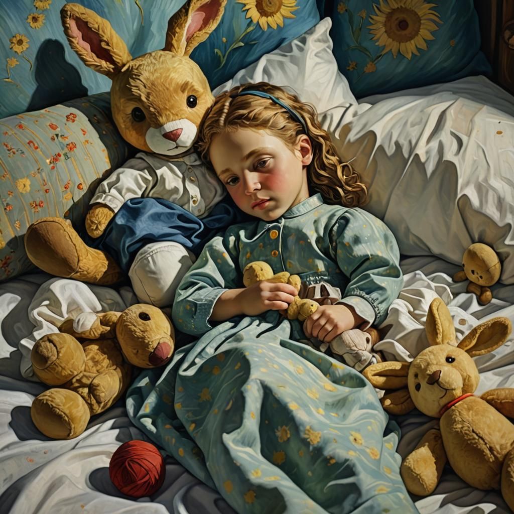 Child's Bedtime Still Life in Post-Impressionist Style