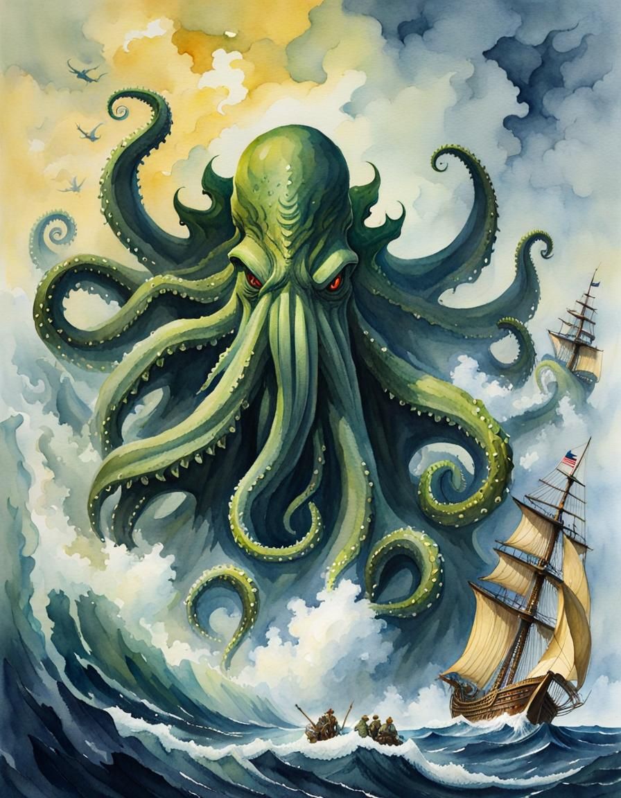 Giant Cthulhu - AI Generated Artwork - NightCafe Creator