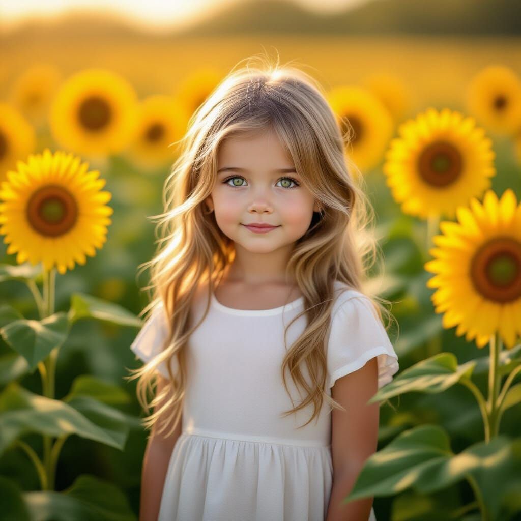 Magical Girl Lost in a Sunflower Field