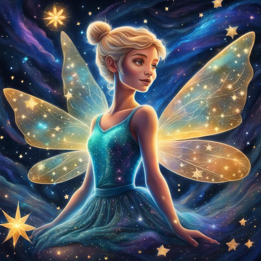 Tinkerbell at night covered in fairy dust. - AI Generated Artwork ...