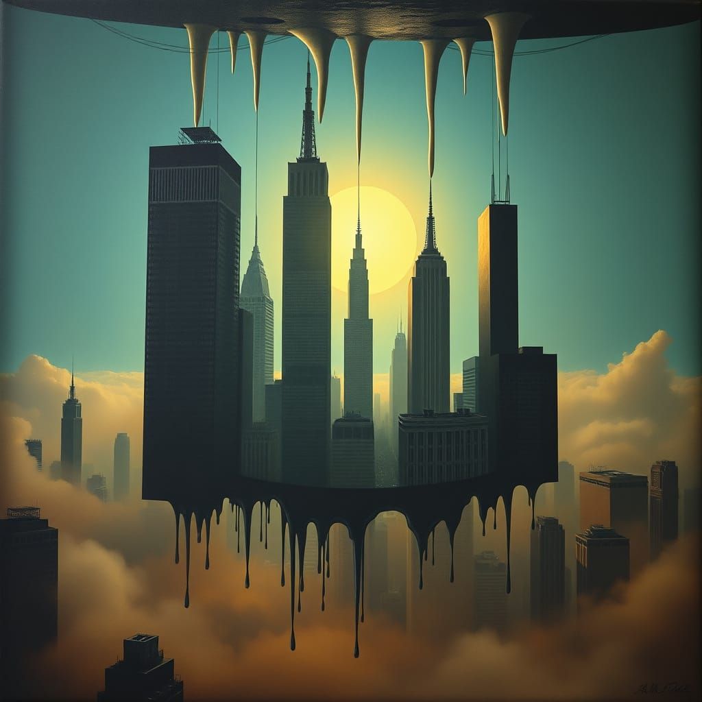 surreal morning sun, city upside down and smog  by @aradama