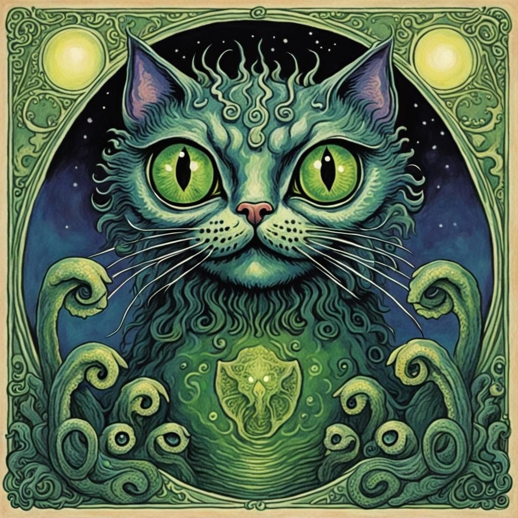 Louis Wain Cats in the style of H.P Lovecraft's Cthulhu (Juggernaut XL ...