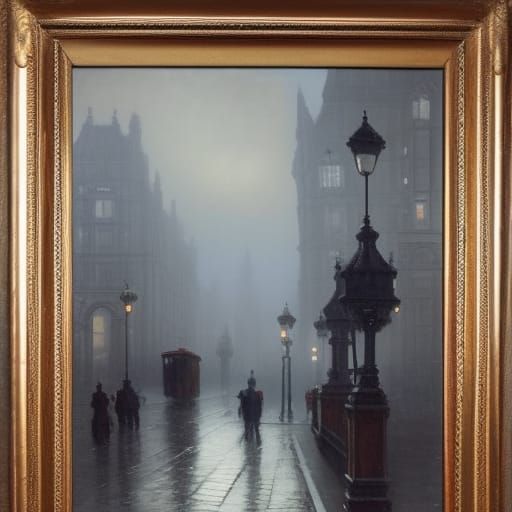 1880s misty London street