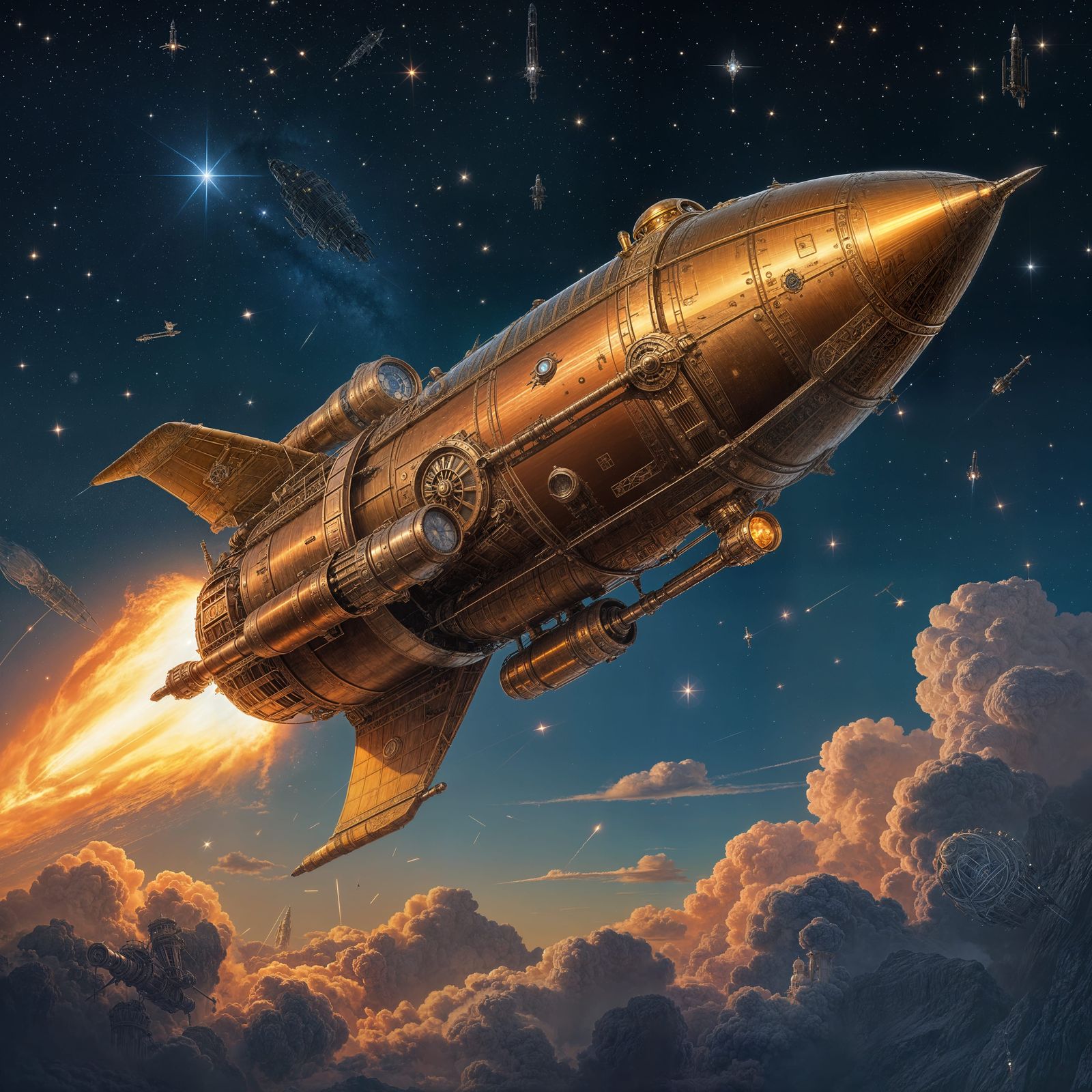steampunk rocket ship  by @Viprin
