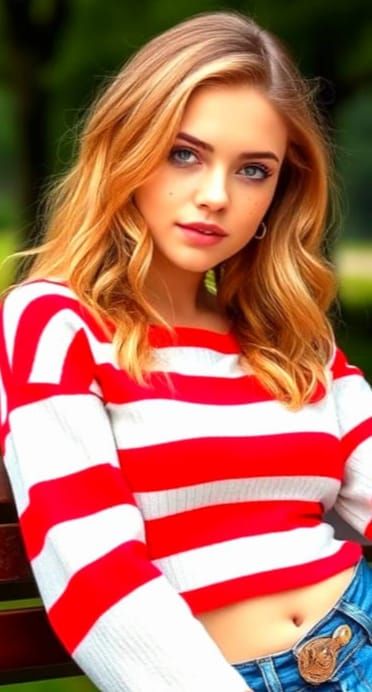 Sweet Blonde Model Posing at the Park