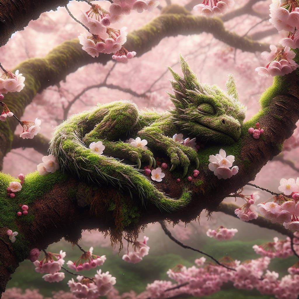 Sleep in Sakura tree  by @Mini the chicken