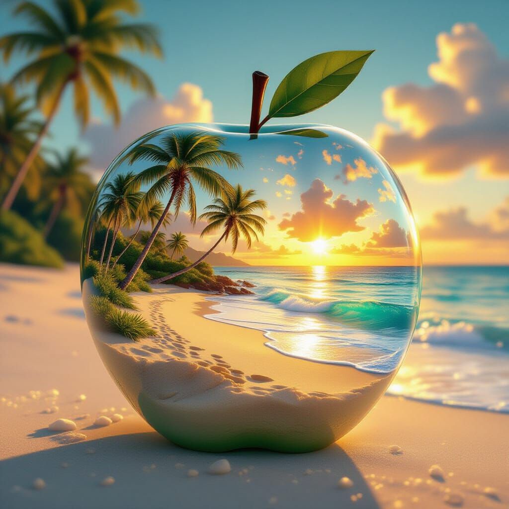 גן עדן טרופי בתוך תפוח זכוכית🏝️🍏  by @wow