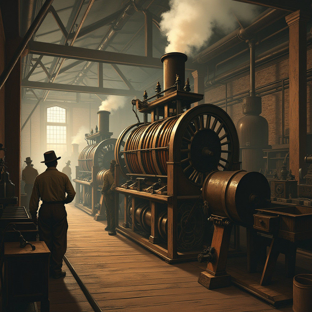 An old cotton gin machine from the Industrial Revolution wit...
