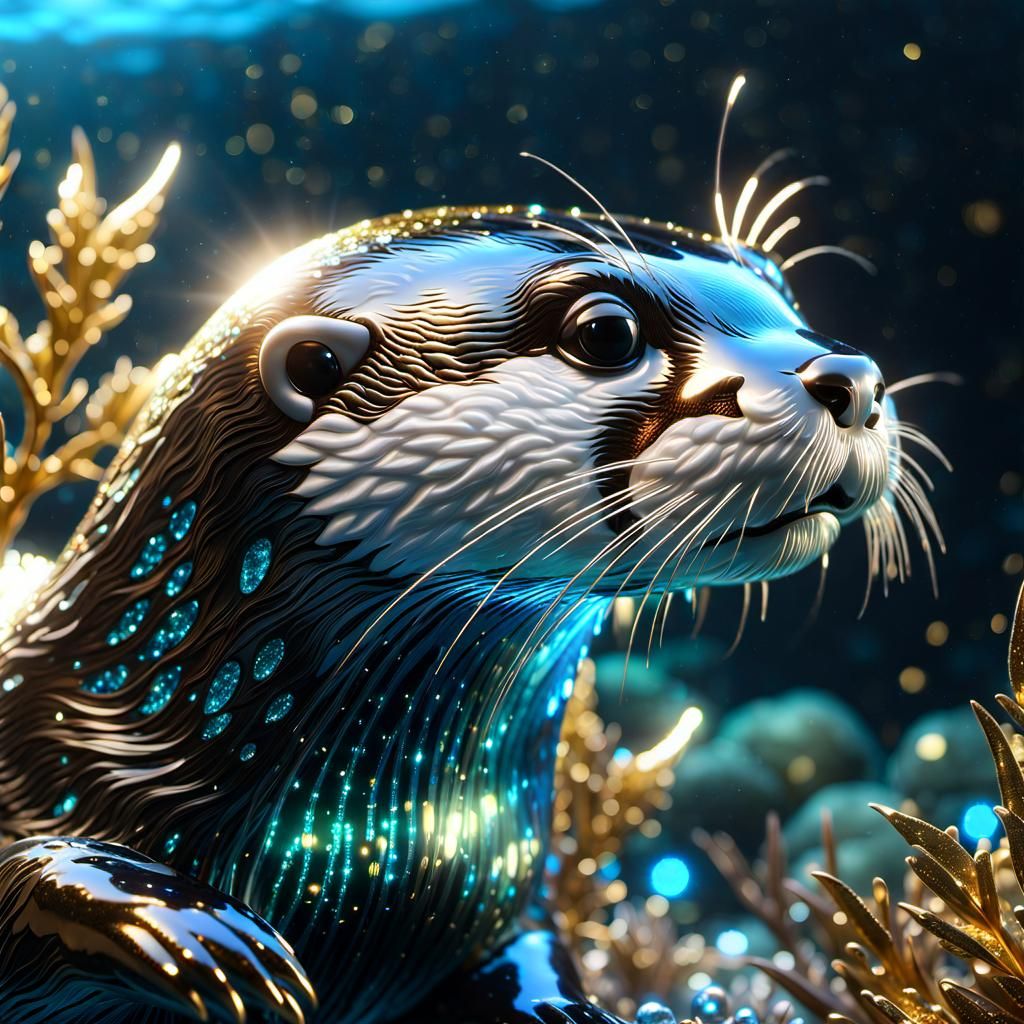 Luminescent otter made of glass  by @That cinema teacher