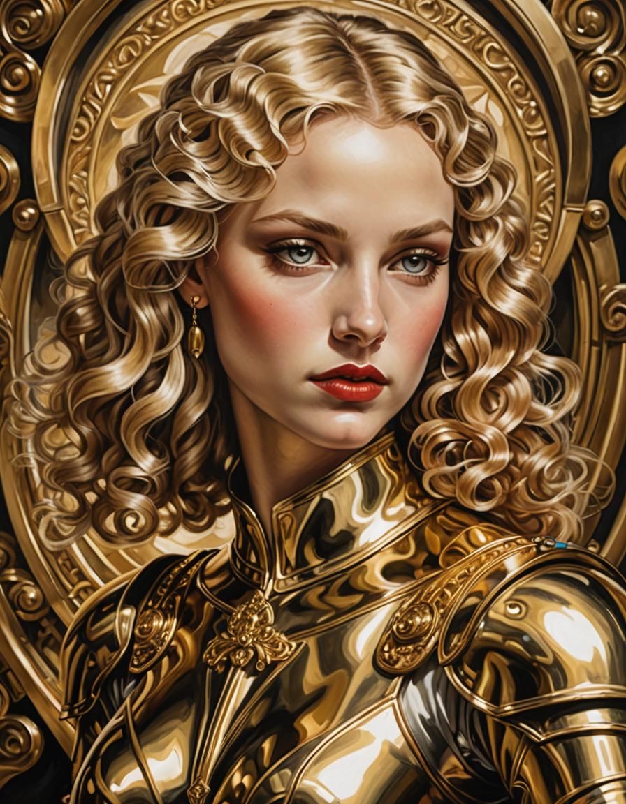Lady in gold, Tamara Lempicka style