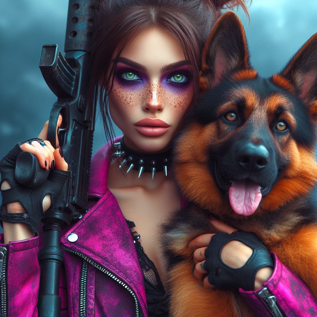 Girl and dog respected prompt