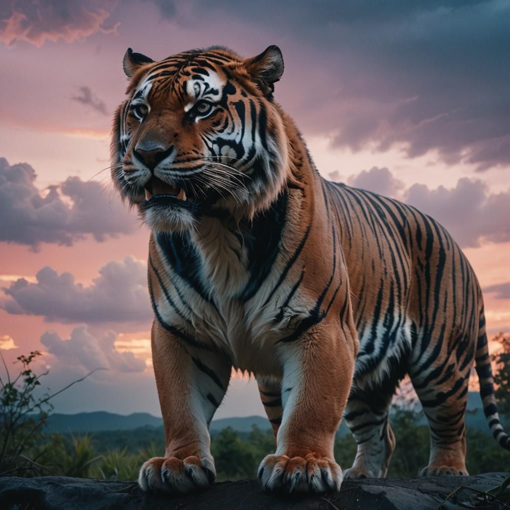 Giant Blue Thunder Tiger at Mystical Sunset