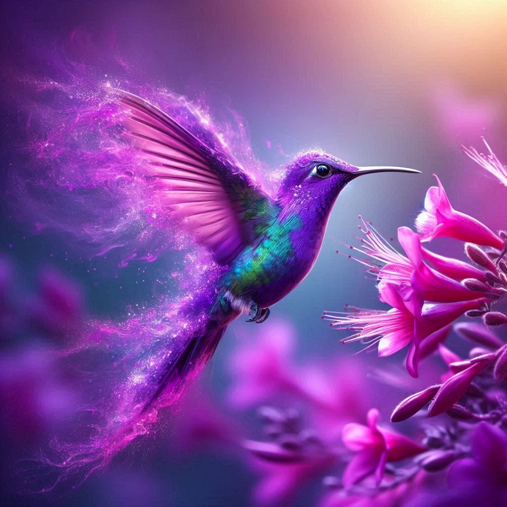 violet sabreving :humming-bird - AI Generated Artwork - NightCafe Creator