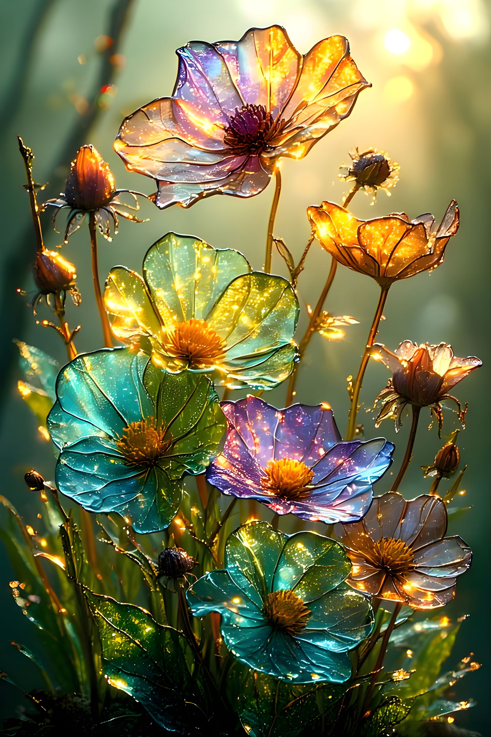 Flower Meadow with Glass Flowers
