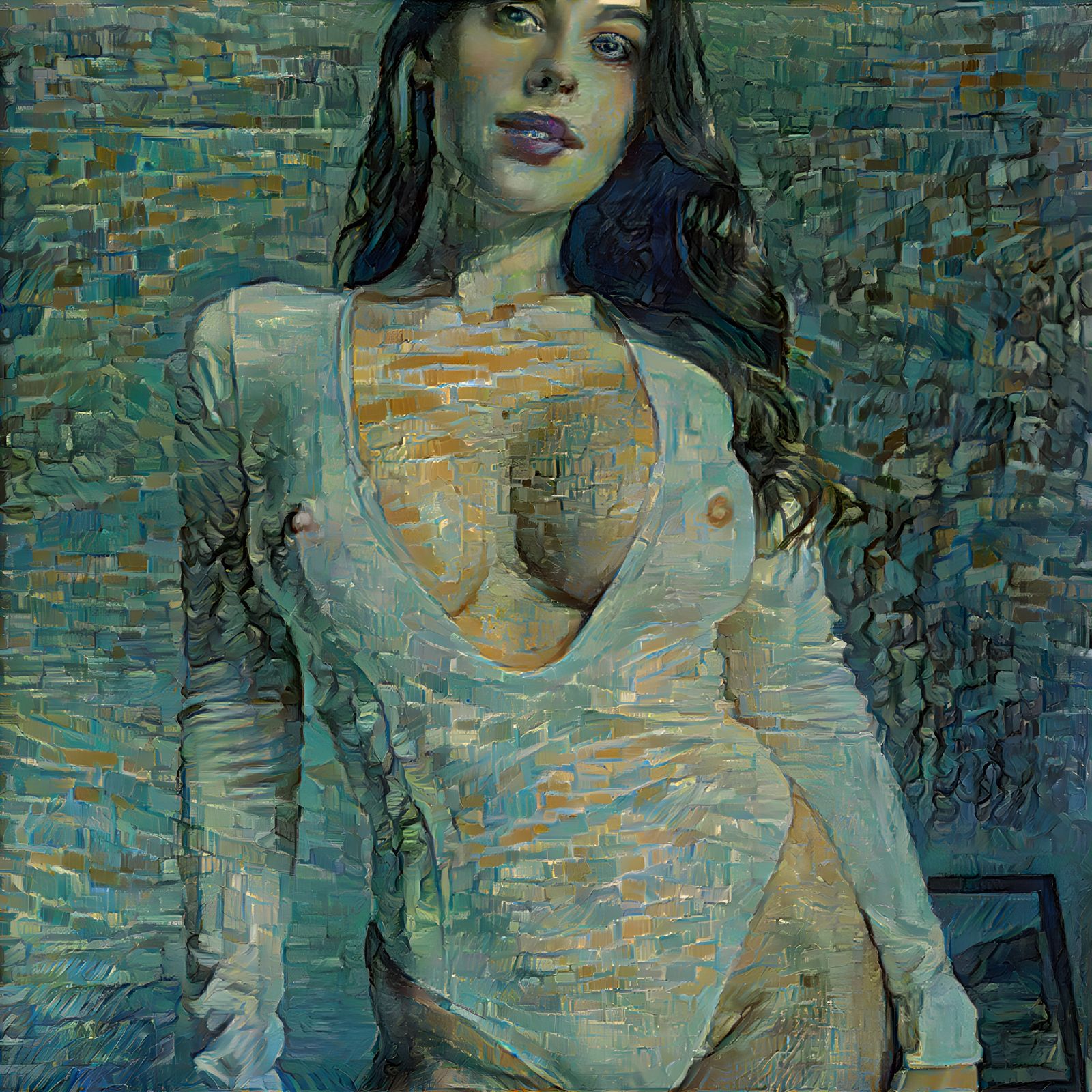 Italian female in white one piece posing