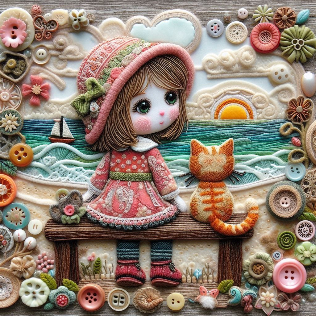 cute girl and her cat.