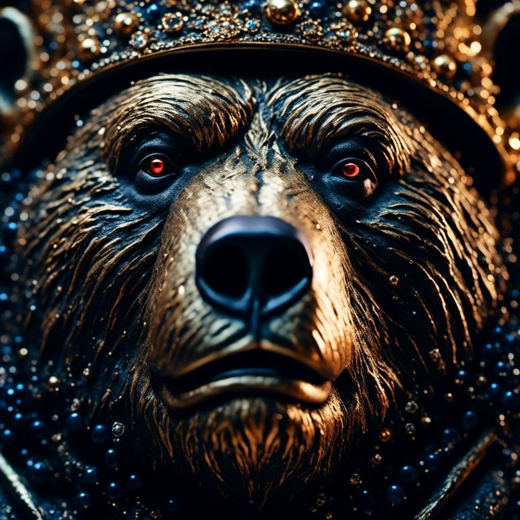 Close-up Microphotograph Portrait: Obese Bear Dark Pope (Perfect Adorned) in Darkness":-<lora:BearZStatV2:1.0> 