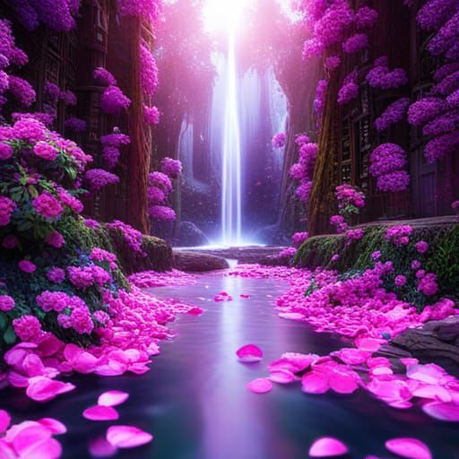 Purple flower waterfall