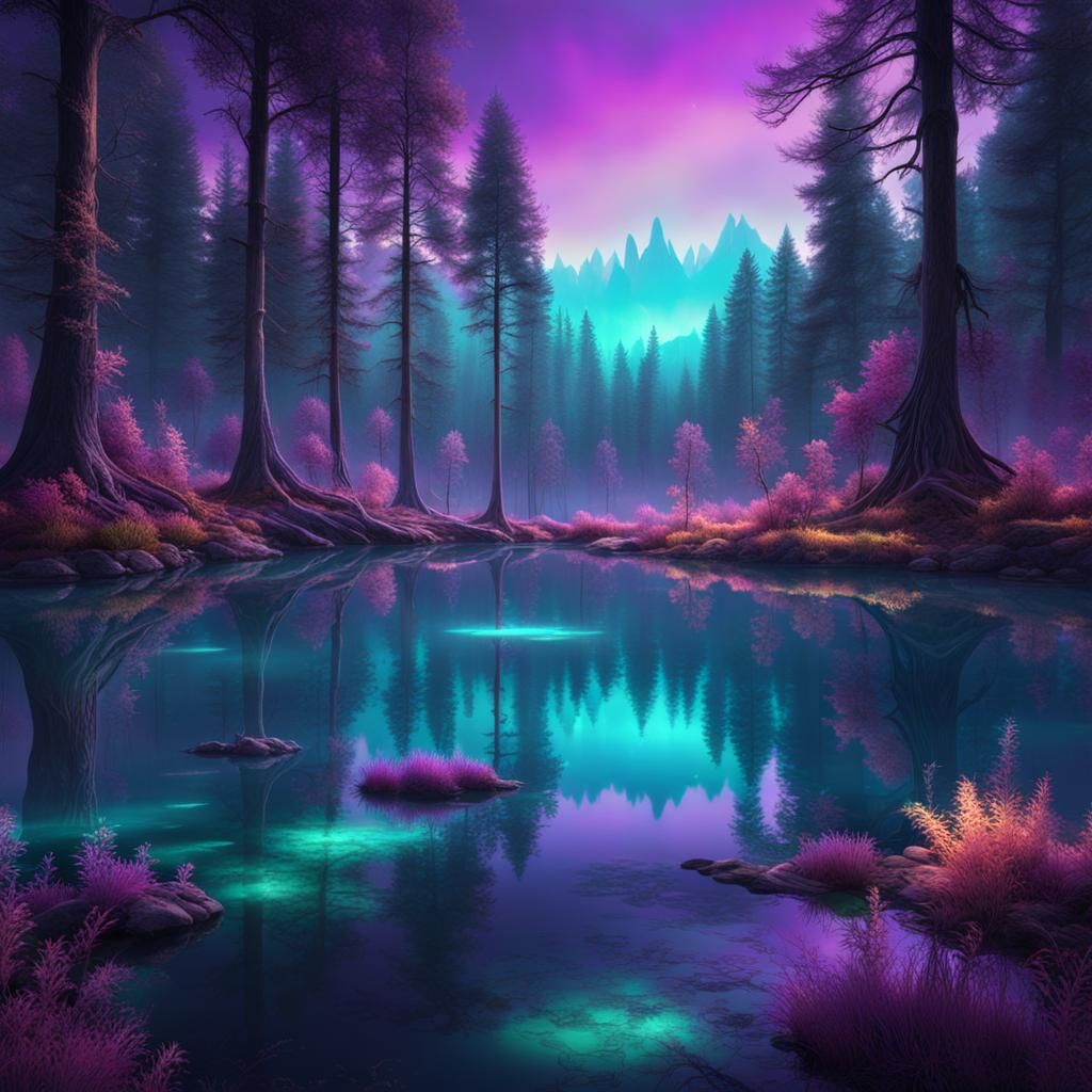 A magical forest lake - AI Generated Artwork - NightCafe Creator