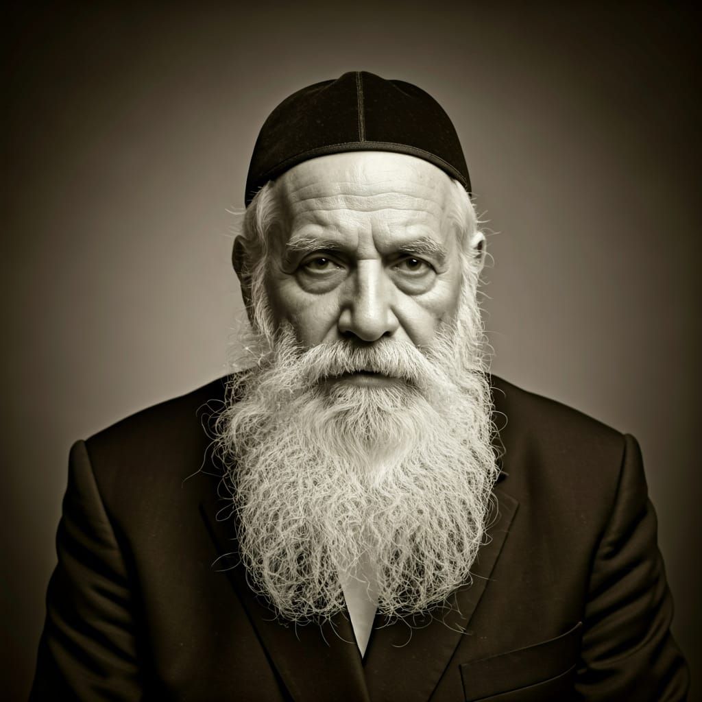 Wise Rabbi Portrait in Classic Photographic Style
