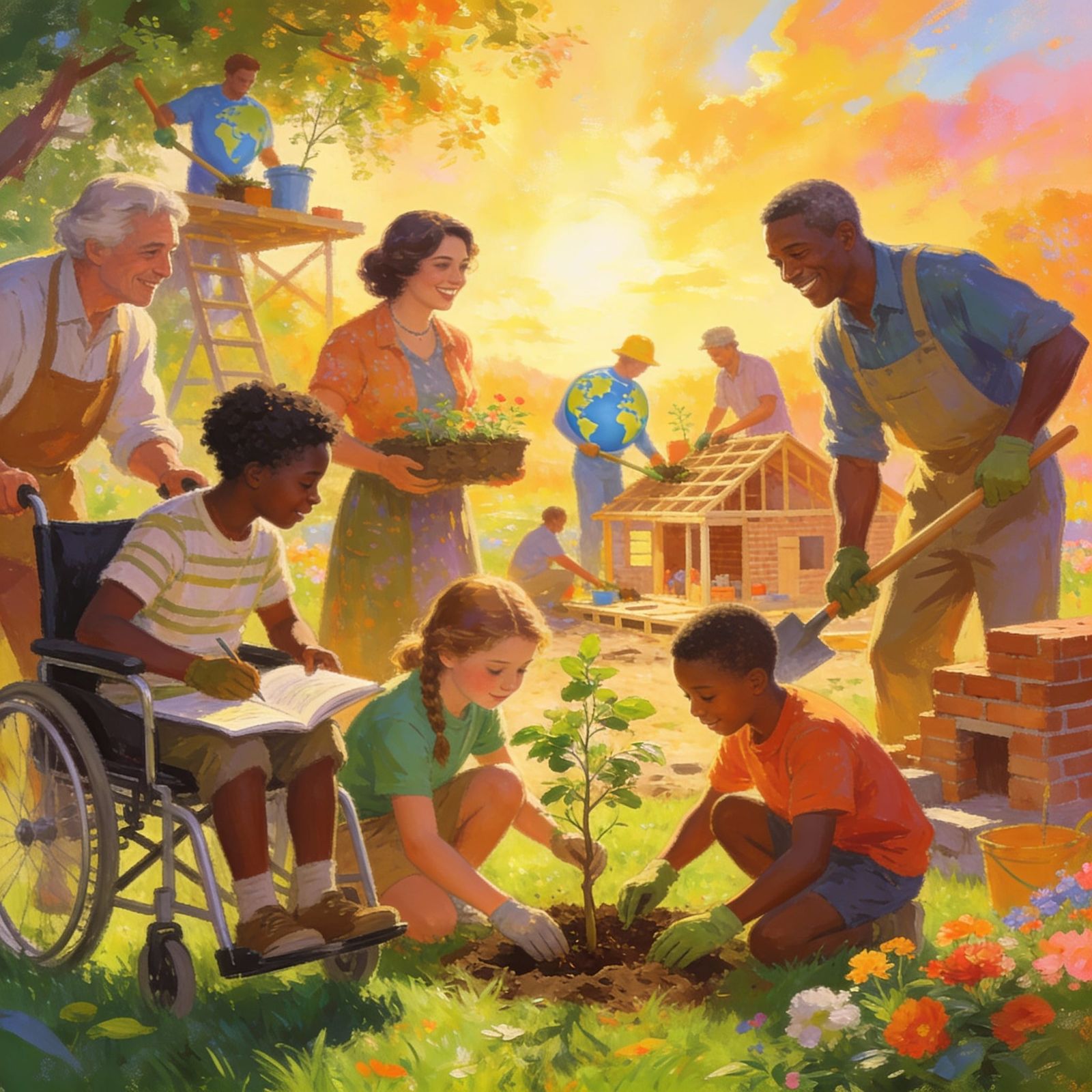 World peace. Every one works together for a day   by @symon