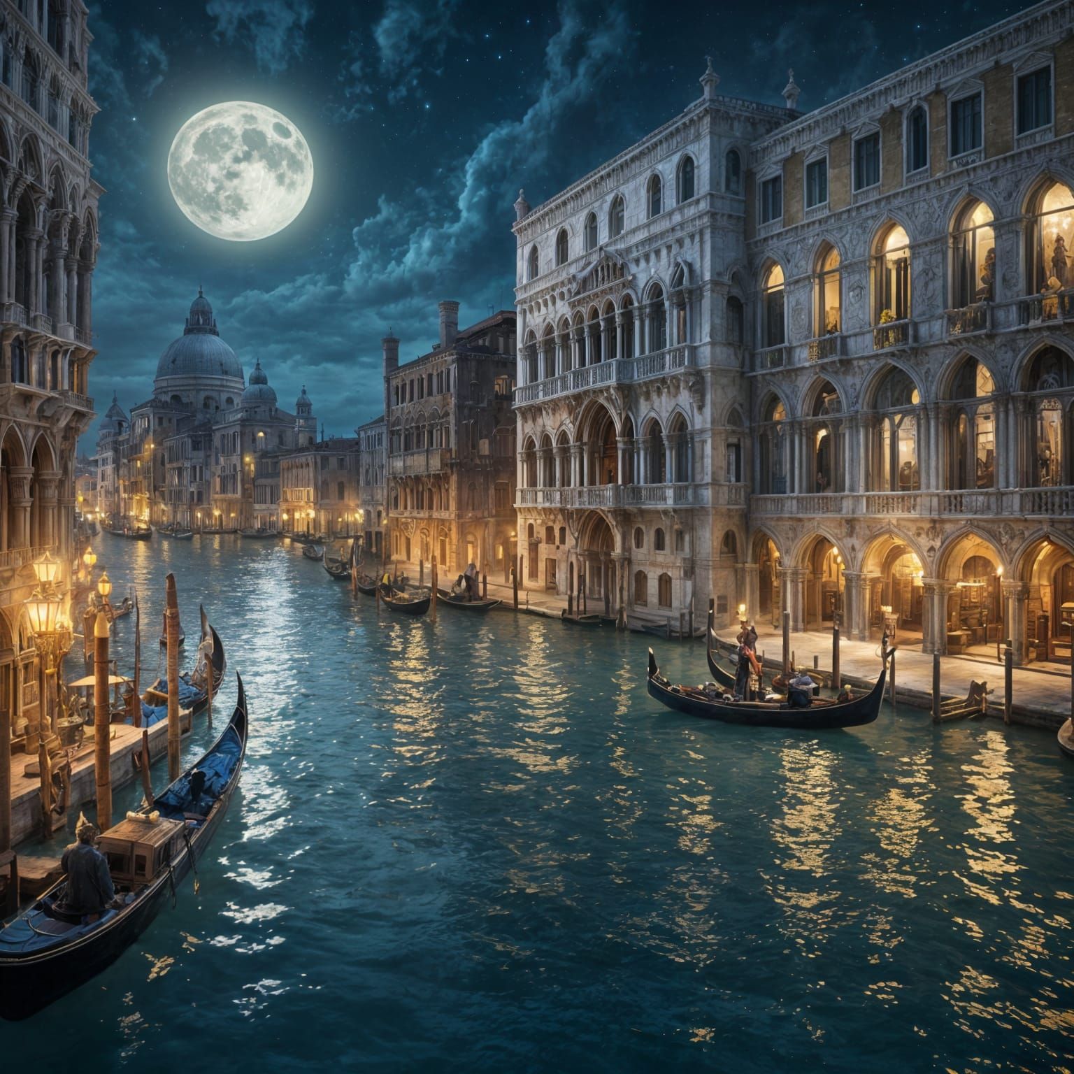 Grand Canal of Venice at Night in Ethereal Light