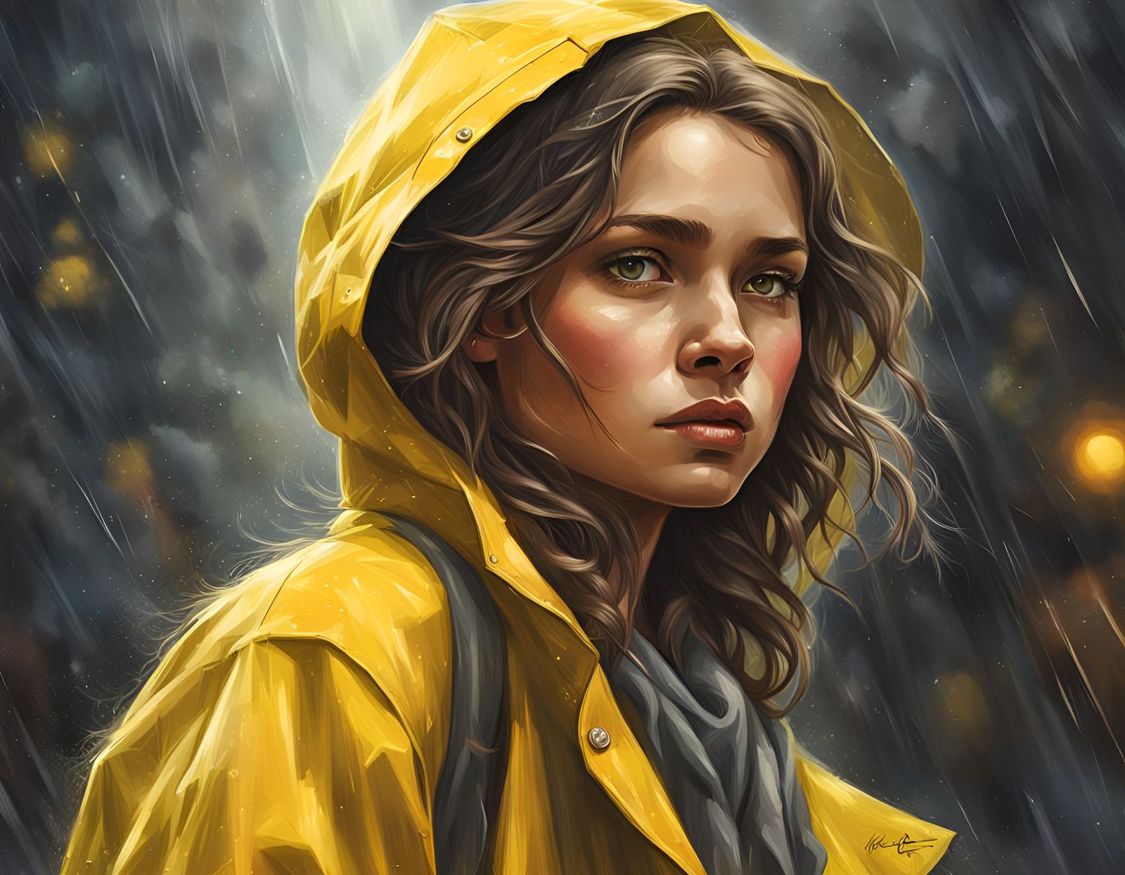 Girl with Yellow Raincoat 