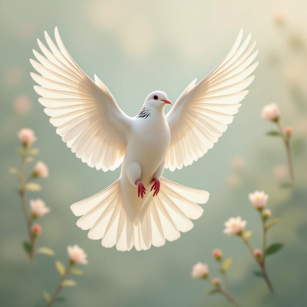 Dancing Dove in Pastel Colors, Whimsical Art