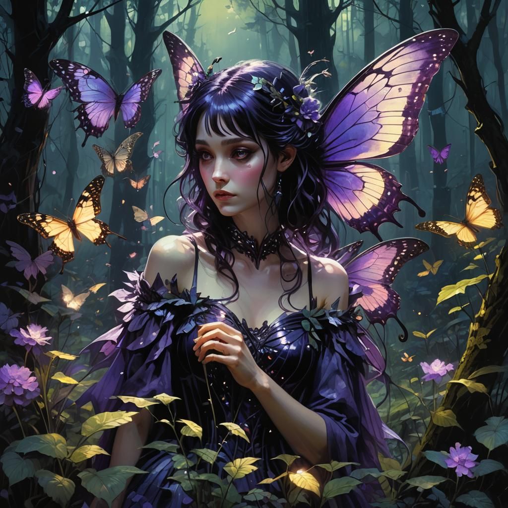 Beautiful purple butterfly girl - AI Generated Artwork - NightCafe Creator