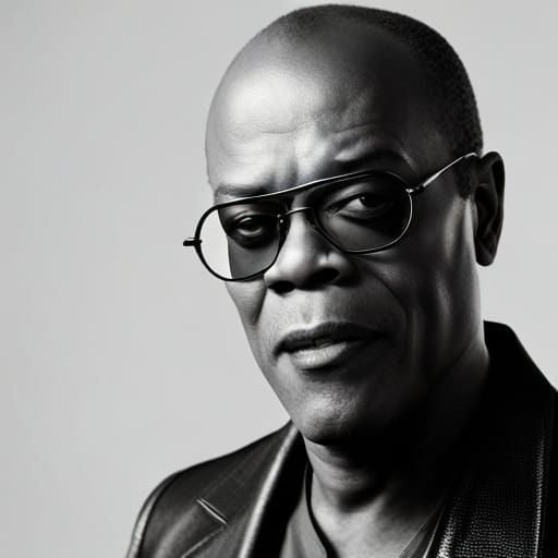 Samuel L. Jackson casts in an advertisement of menstrual pad in a black sunglass,fierce storm, rain falling, ...  by @mansai