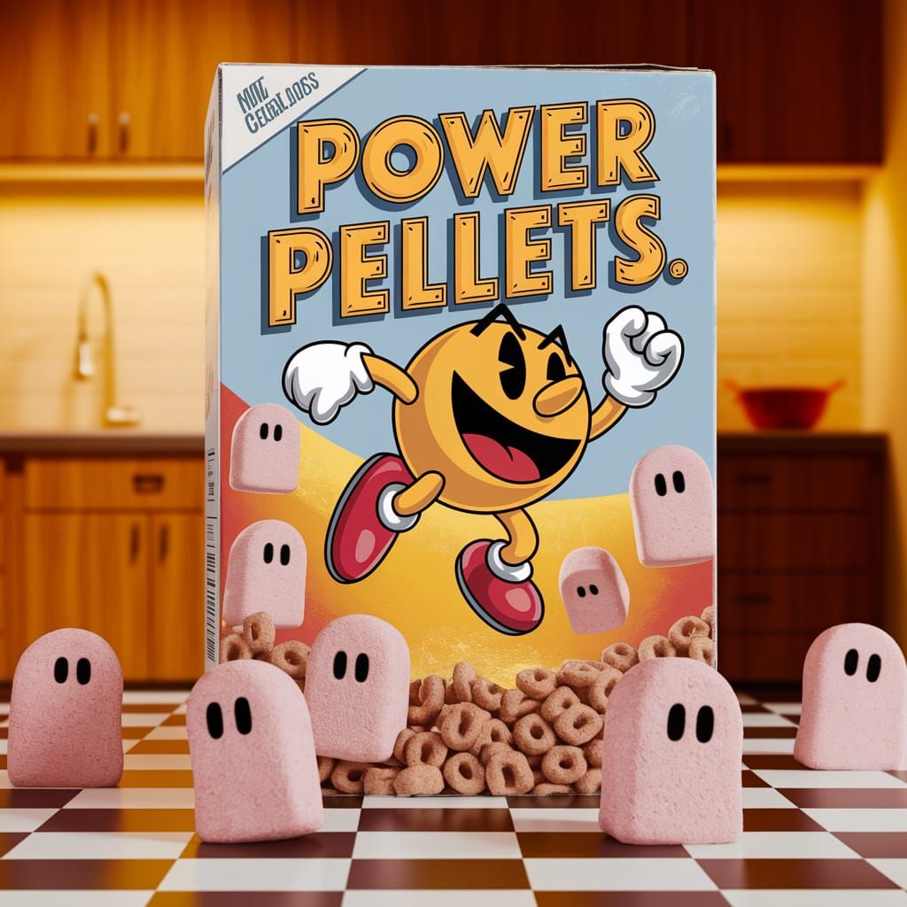 "Power Pellets" cereal box
