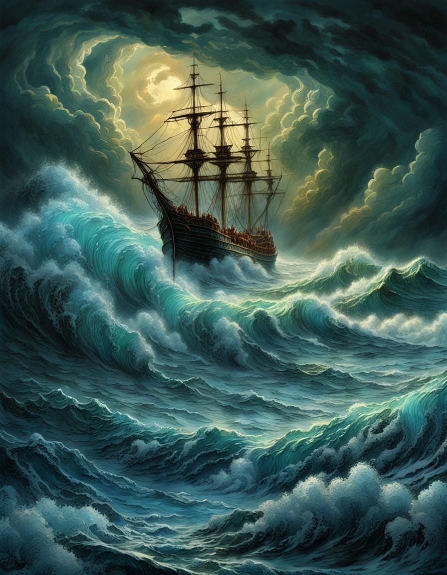 Boat in tempest  by @Roswarcus