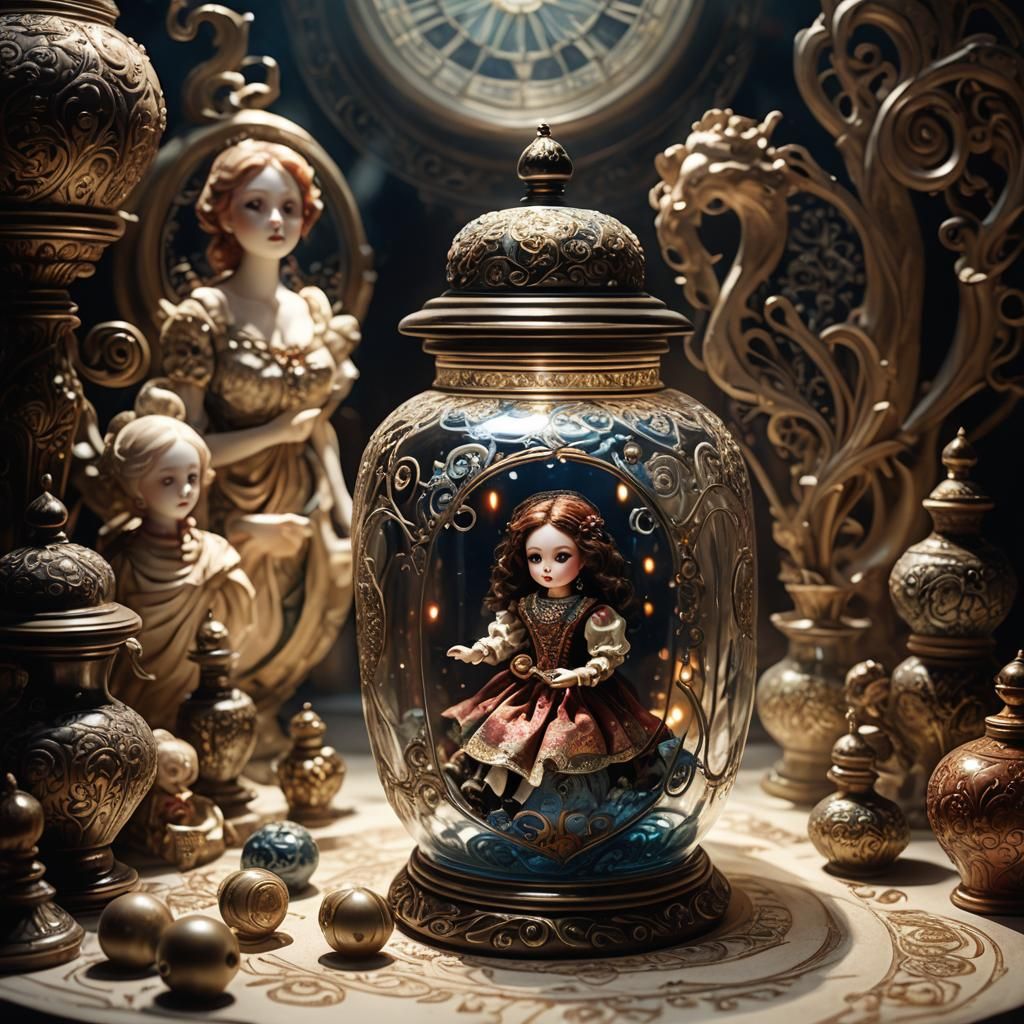 Porcelain Doll Encased in Mystical Glass Jar