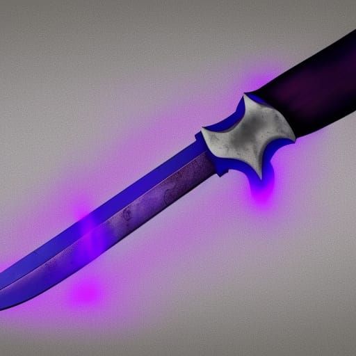 Really cool sword with glowing purple, blue, violet particle...