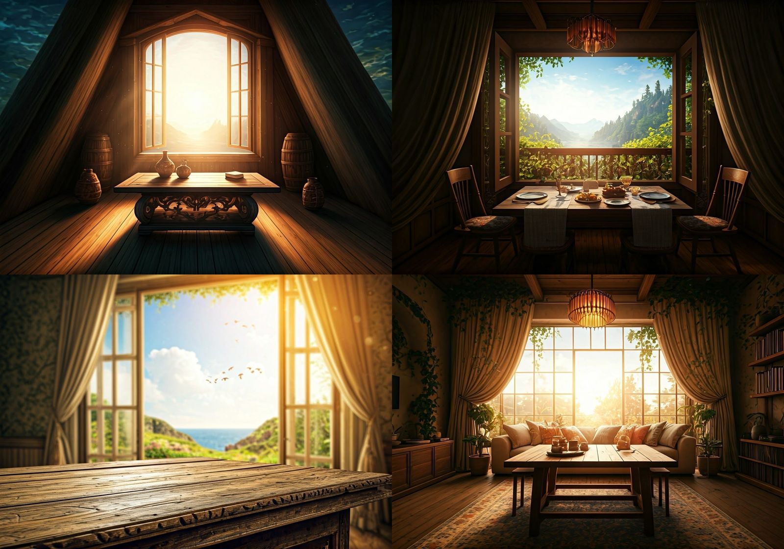Warm Room with Open Window, Detailed Matte Painting