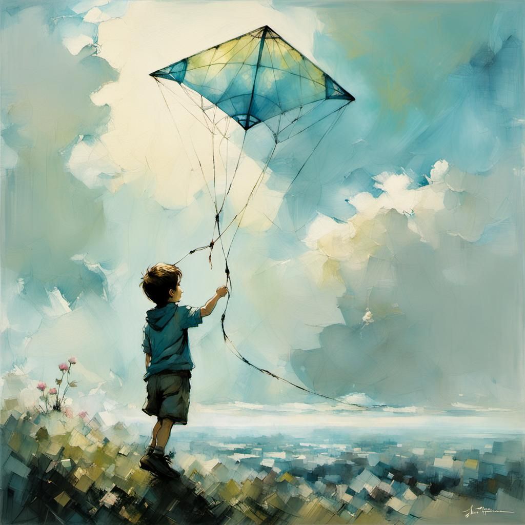 Child flying kite