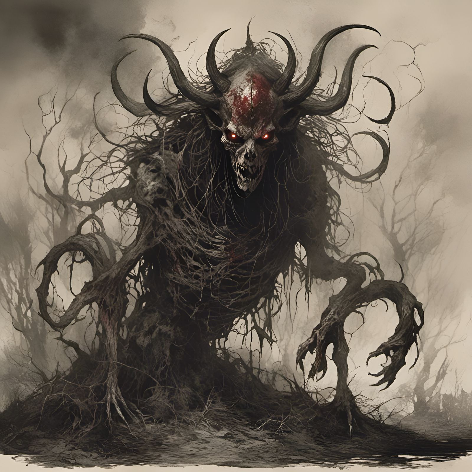  <lora:JLG636 A:1.0>a beautiful and scary demon, dark art 