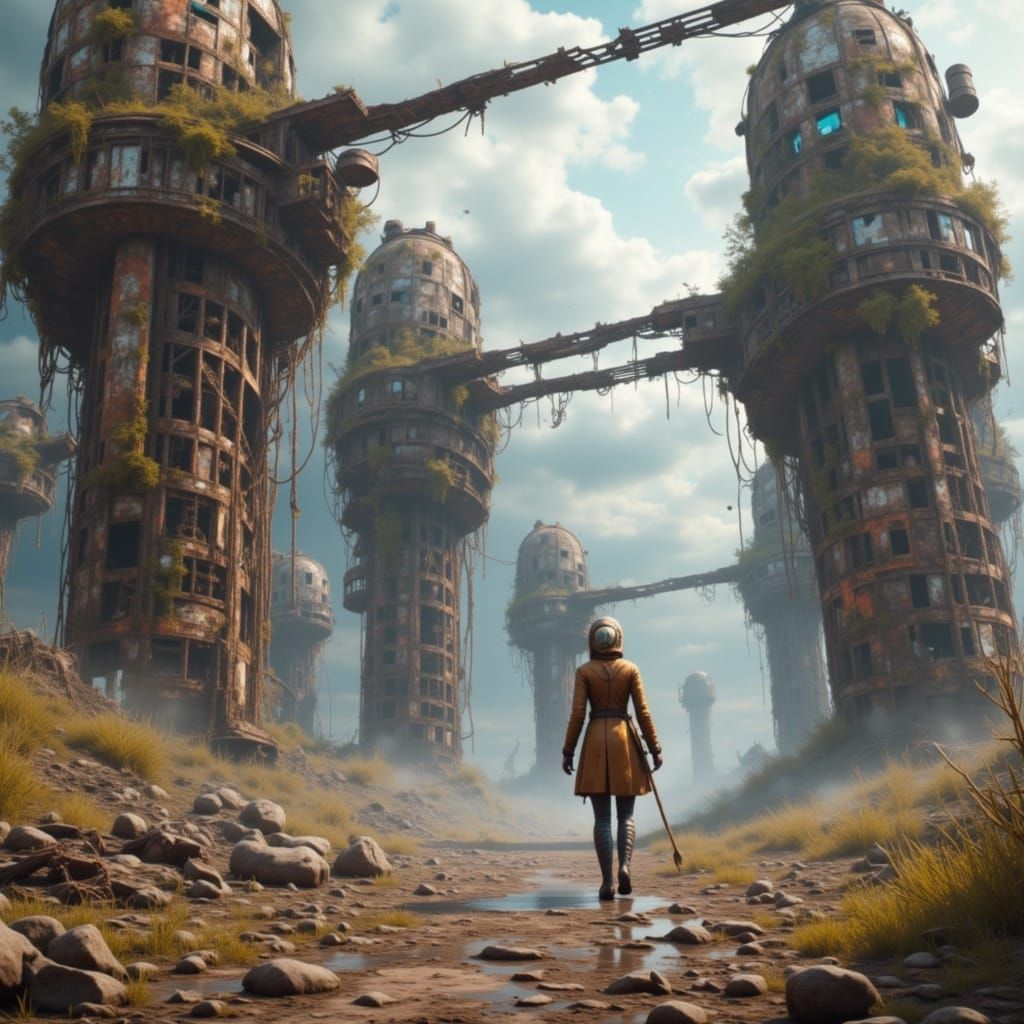 Civil Decay wasteland rusted structures haunting unknown places <lora:Civil Decay:1.0> 