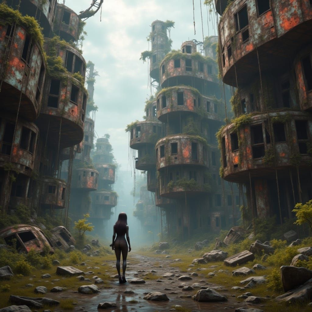 Civil Decay wasteland rusted structures haunting unknown places <lora:Civil Decay:1.0> 