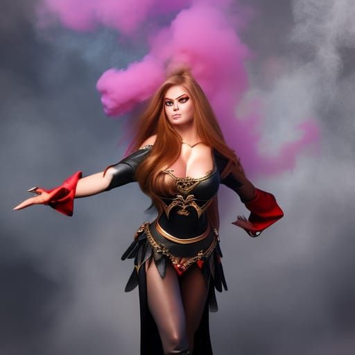 Hyper photo realistic gorgeous witch with alluring eyes cast...