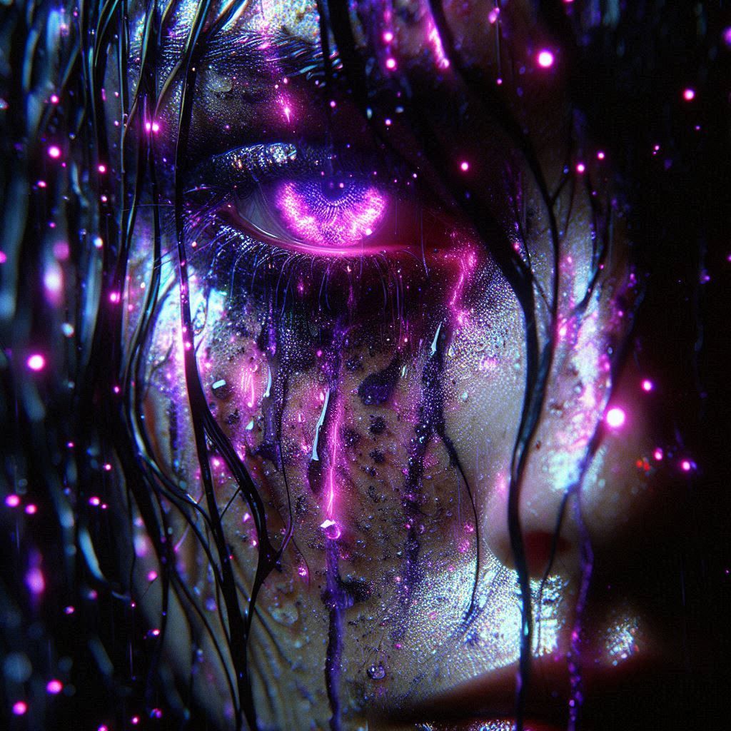 Glowing neon close up portrait