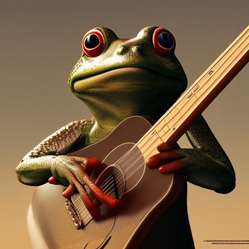 Frog playing the guitar   by @Fafa