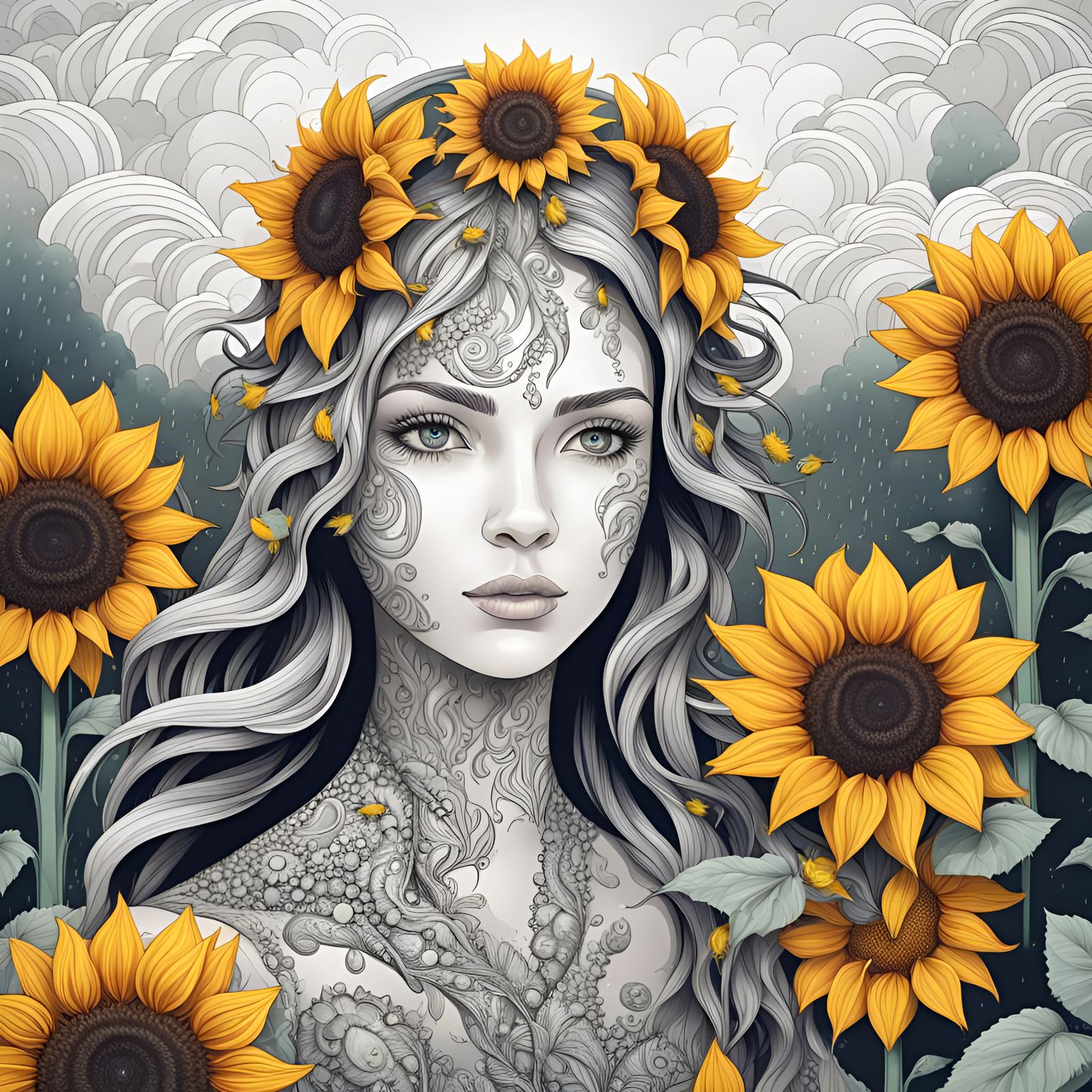 Sunflower Beautiful Lady by My. - AI Generated Artwork - NightCafe Creator