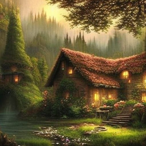 Cottage in the forest  by @undefined