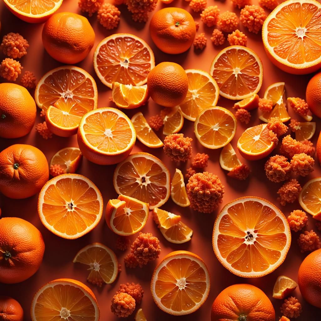Hyper-Realistic Still Life of Orange Items