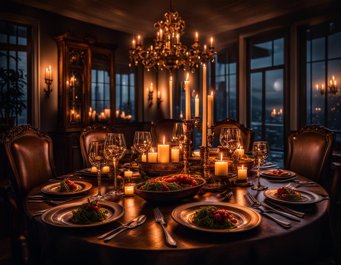 Candle lit dinner AI Generated Artwork NightCafe Creator